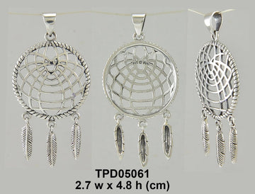 Follow you through your dreams ~ Sterling Silver Jewelry Dreamcatcher Pendant TPD5061 - Jewelry